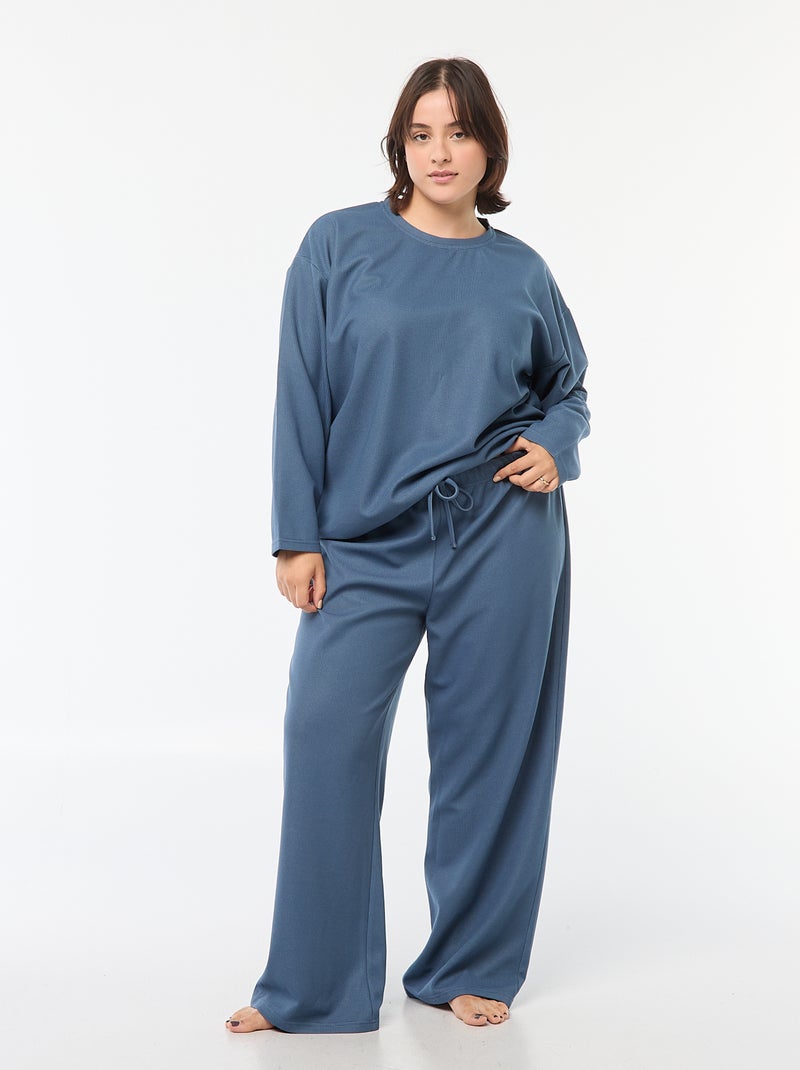Ensemble de pyjama en maille gaufrée - 2 pièces Bleu - Kiabi