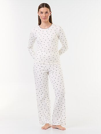 Ensemble de pyjama en maille pointelle + gilet effet moutonné - 3 pièces