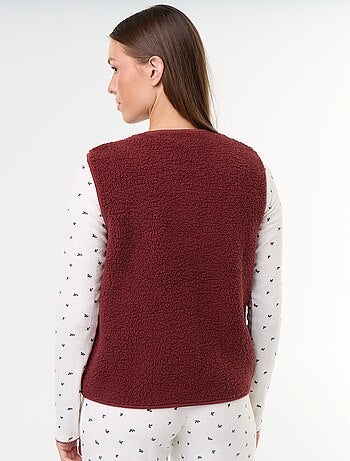 Ensemble de pyjama en maille pointelle + gilet effet moutonné - 3 pièces