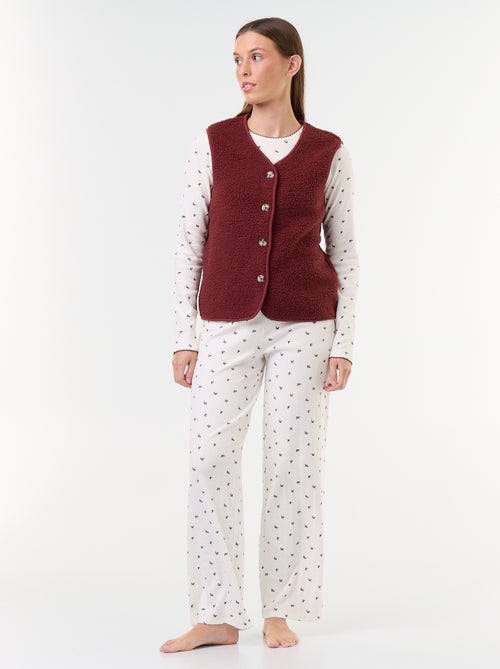 Ensemble de pyjama en maille pointelle + gilet effet moutonné - 3 pièces - Kiabi Ensemble de pyjama en maille pointelle + gilet effet moutonné - 3 pièces - Kiabi