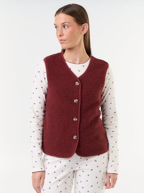 Ensemble de pyjama en maille pointelle + gilet effet moutonné - 3 pièces - Kiabi Ensemble de pyjama en maille pointelle + gilet effet moutonné - 3 pièces - Kiabi