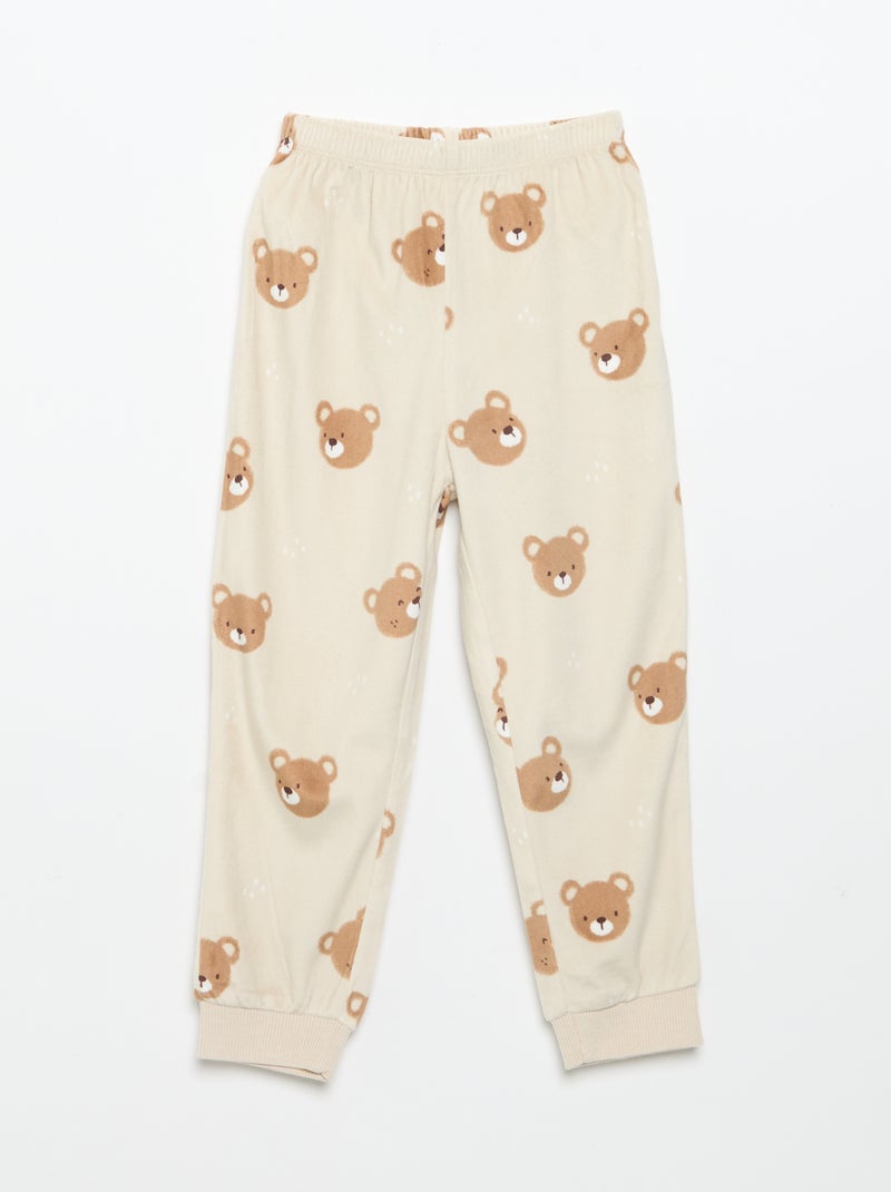 Ensemble de pyjama en polaire avec capuche animée - 2 pièces Beige - Kiabi