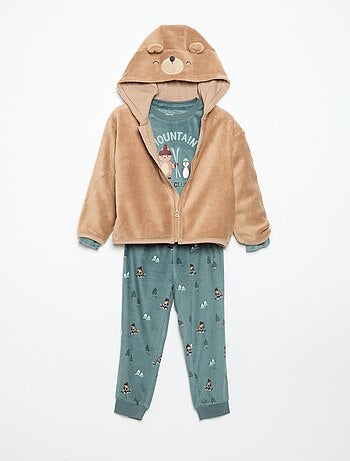 Ensemble de pyjama en polaire avec capuche animée - 2 pièces
