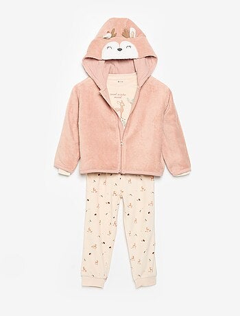 Ensemble de pyjama en polaire avec capuche animée - 2 pièces