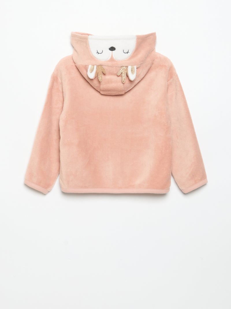 Ensemble de pyjama en polaire avec capuche animée - 2 pièces Rose - Kiabi