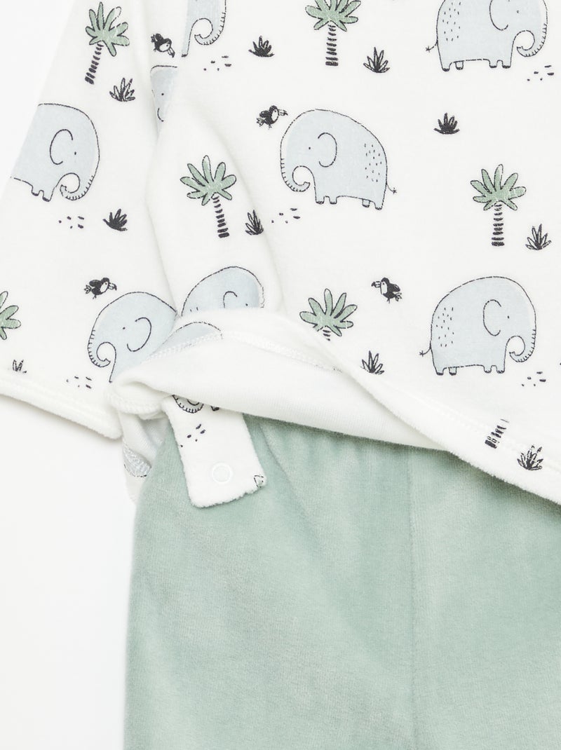 Ensemble de pyjama en polaire avec pieds - 2 pieds Blanc - Kiabi