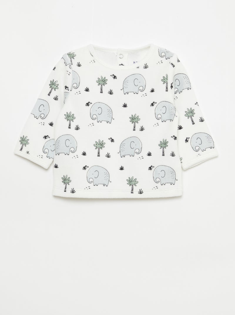 Ensemble de pyjama en polaire avec pieds - 2 pieds Blanc - Kiabi