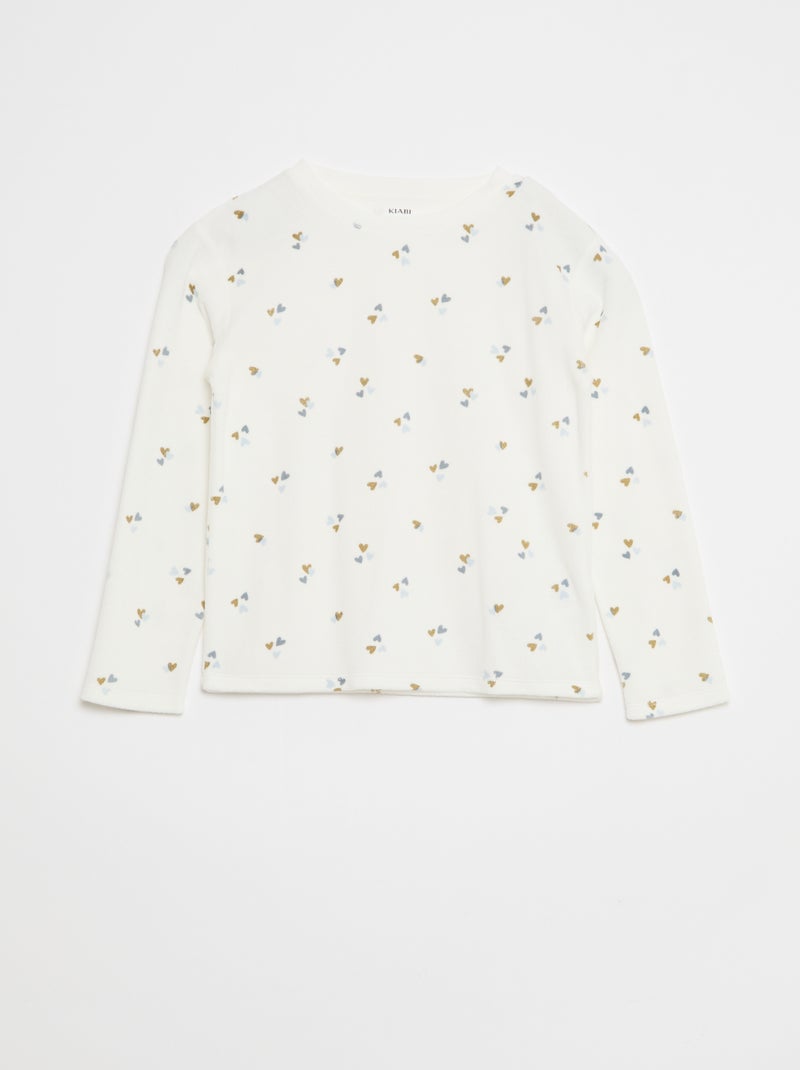 Ensemble de pyjama en polaire sweat + pantalon - 2 pièces Blanc - Kiabi