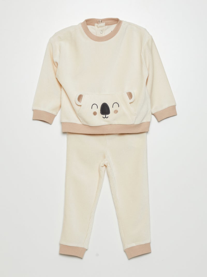 Ensemble de pyjama en velours - 2 pièces Beige - Kiabi