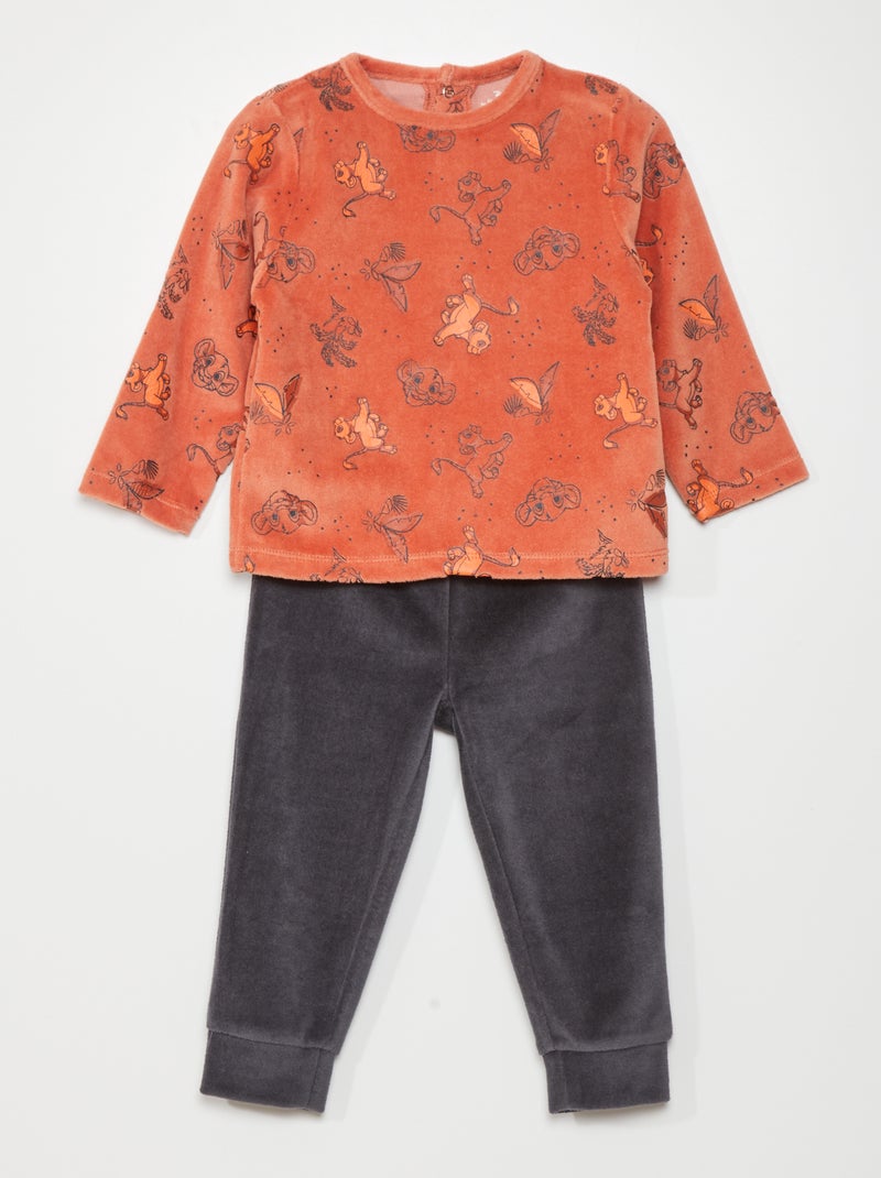Ensemble de pyjama en velours 'Disney' - 2 pièces Orange/gris - Kiabi