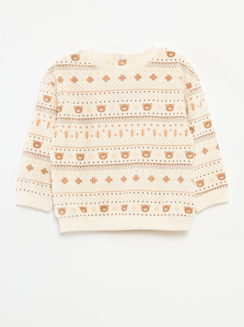 Ensemble de pyjama en velours + gilet interlock en coton Beige - Kiabi