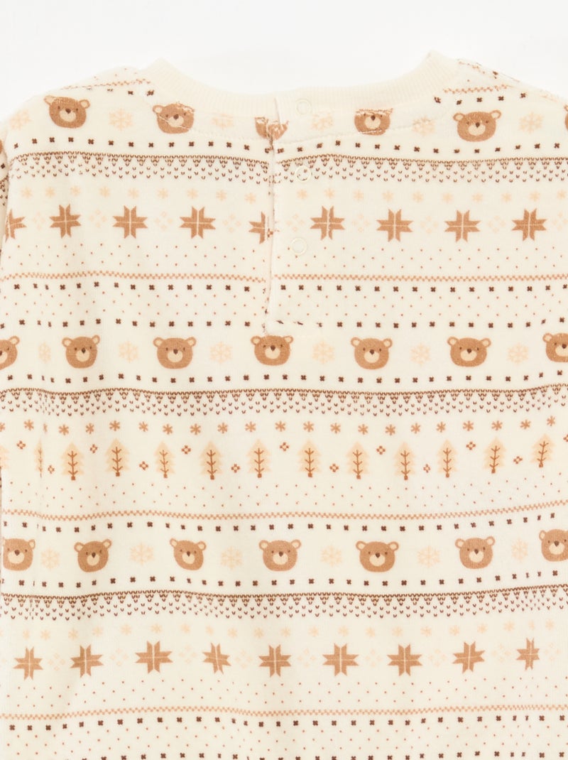 Ensemble de pyjama en velours + gilet interlock en coton Beige - Kiabi