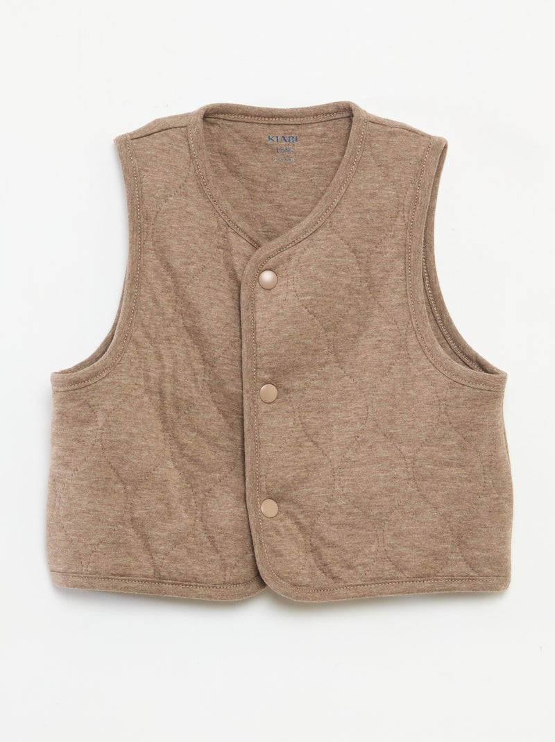 Ensemble de pyjama en velours + gilet interlock en coton Beige - Kiabi