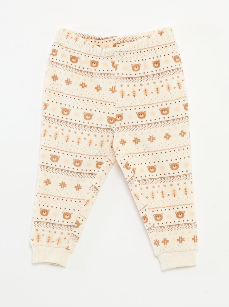 Ensemble de pyjama en velours + gilet interlock en coton Beige - Kiabi