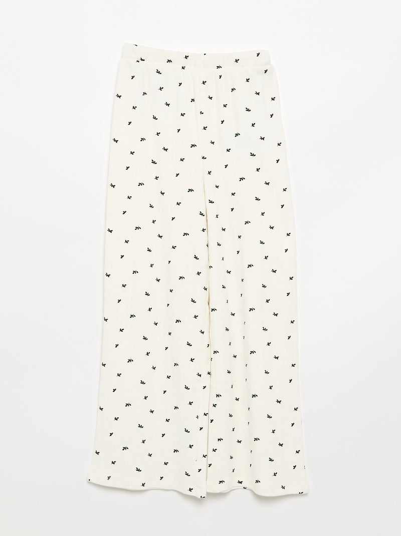 Ensemble de pyjama fille de Noël 3 pièces - T-shirt + pantalon + veste Ecru - Kiabi