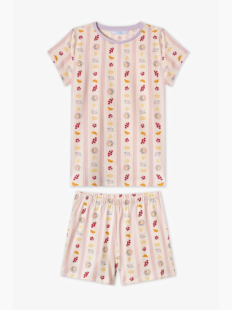 Ensemble de pyjama fille picnic à manches courtes penti Lavande - Kiabi