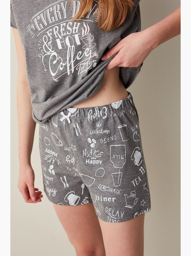 Ensemble de pyjama fresh coffee penti Gris Noir - Kiabi