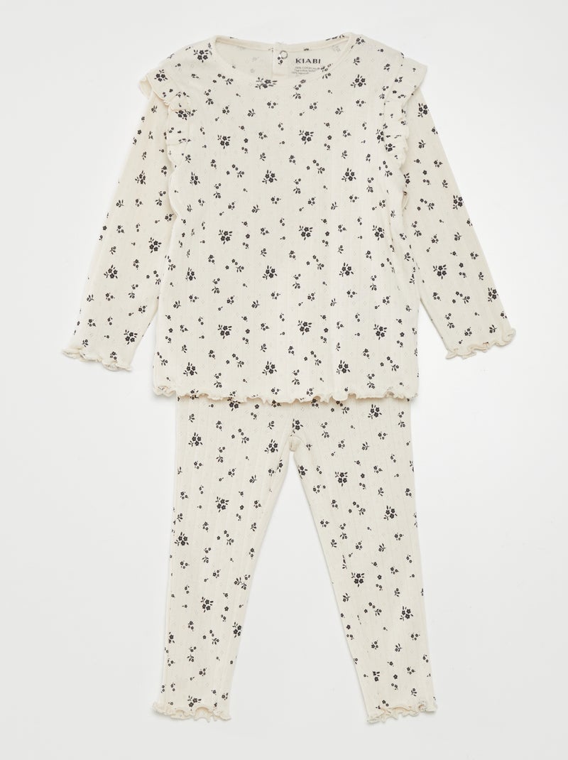 Ensemble de pyjama froncé - 2 pièces BLANC - Kiabi