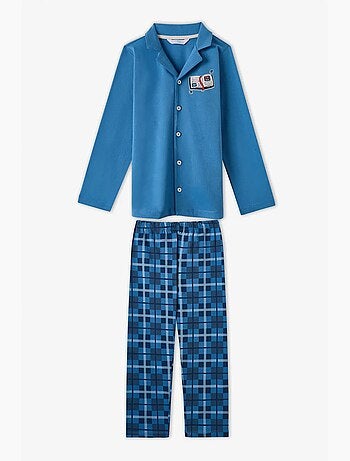 Ensemble de pyjama garçon book lovers à carreaux en coton, boutonné, manches longues penti