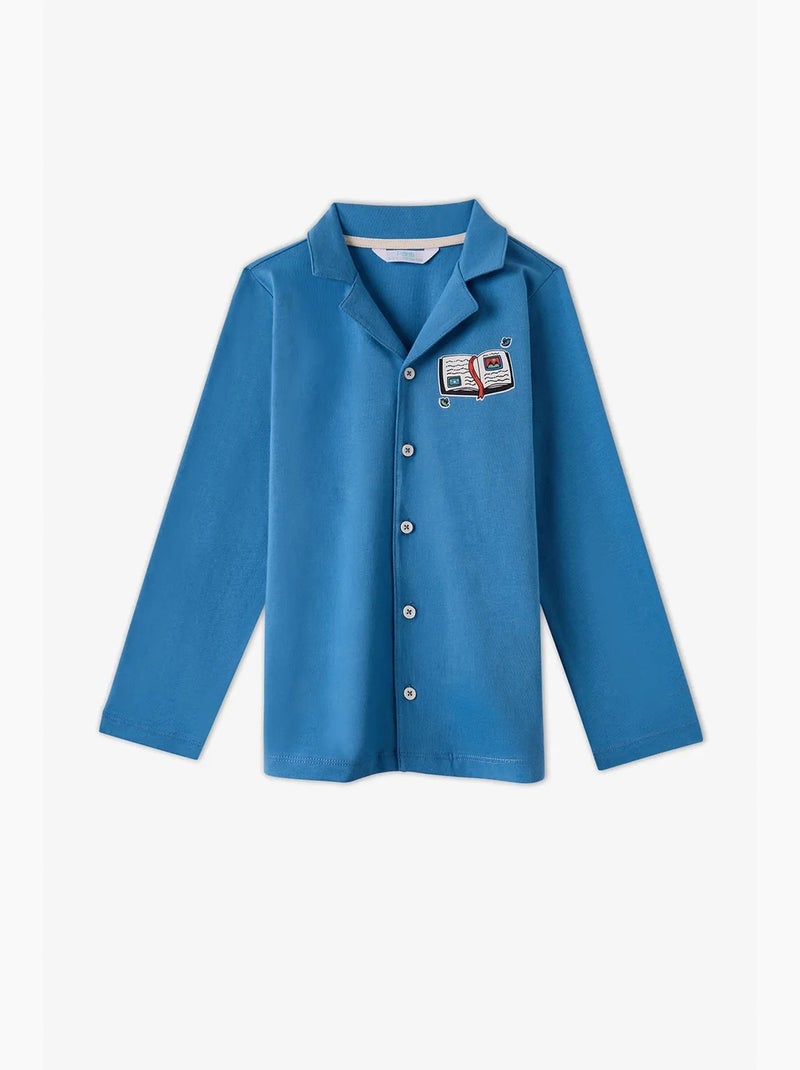 Ensemble de pyjama garçon book lovers à carreaux en coton, boutonné, manches longues penti Bleu - Kiabi
