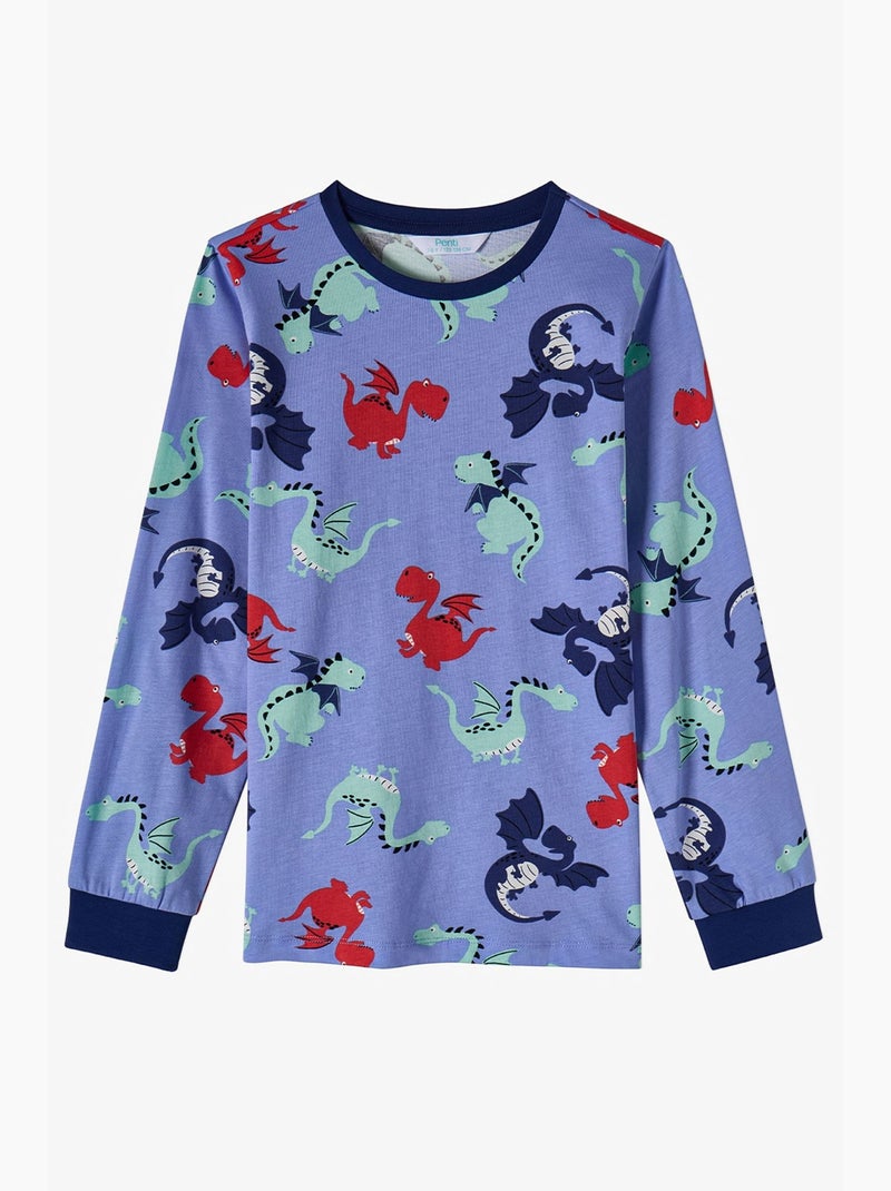 Ensemble de pyjama garçon dragon repeat à manches longues penti Bleu Rouge - Kiabi