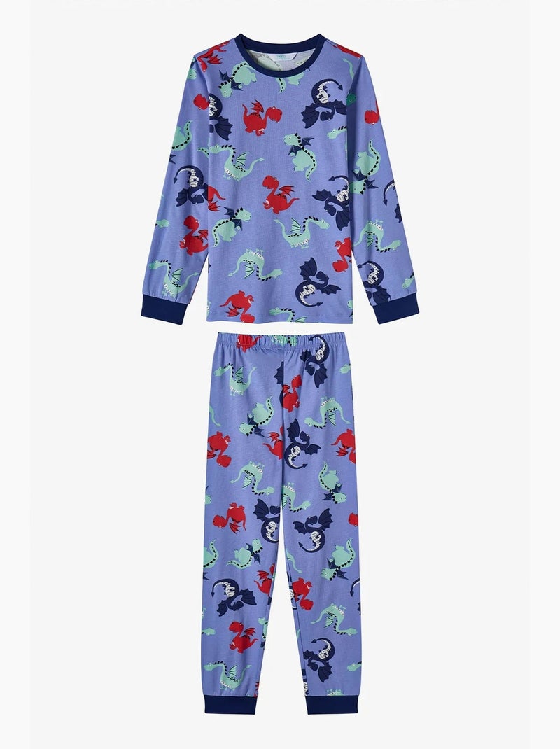 Ensemble de pyjama garçon dragon repeat à manches longues penti Bleu Rouge - Kiabi
