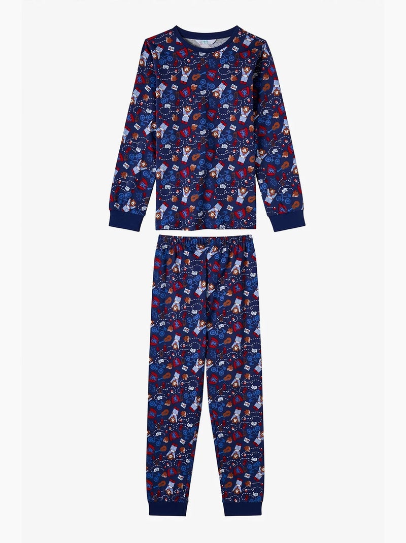 Ensemble de pyjama garçon style repeat à manches longues penti Bleu Rouge Blanc - Kiabi