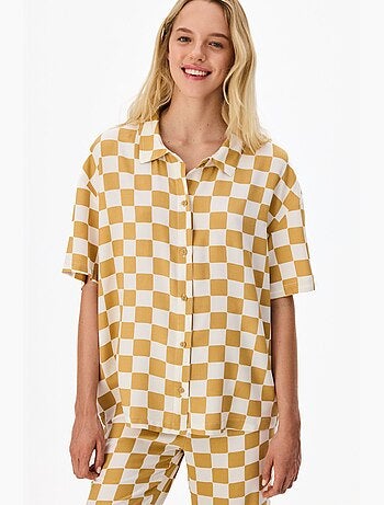 Ensemble de pyjama hannah à motif à carreaux, chemise à manches courtes et pantalon penti