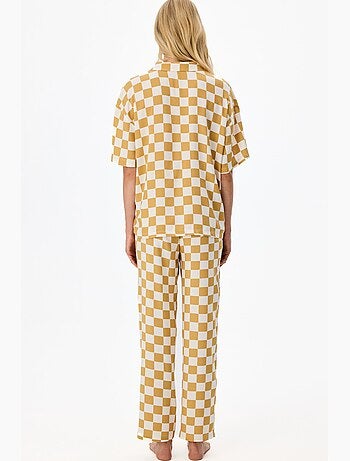 Ensemble de pyjama hannah à motif à carreaux, chemise à manches courtes et pantalon penti