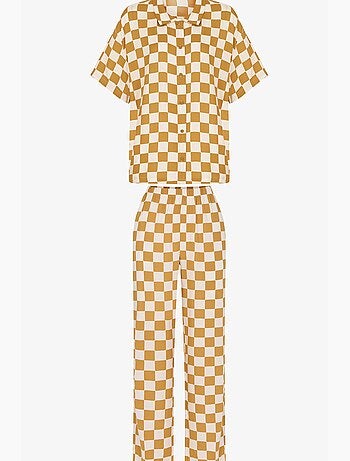 Ensemble de pyjama hannah à motif à carreaux, chemise à manches courtes et pantalon penti