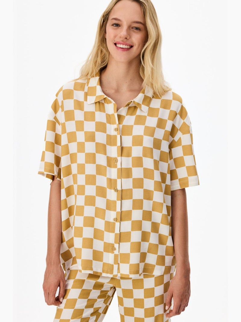 Ensemble de pyjama hannah à motif à carreaux, chemise à manches courtes et pantalon penti Ambre - Kiabi