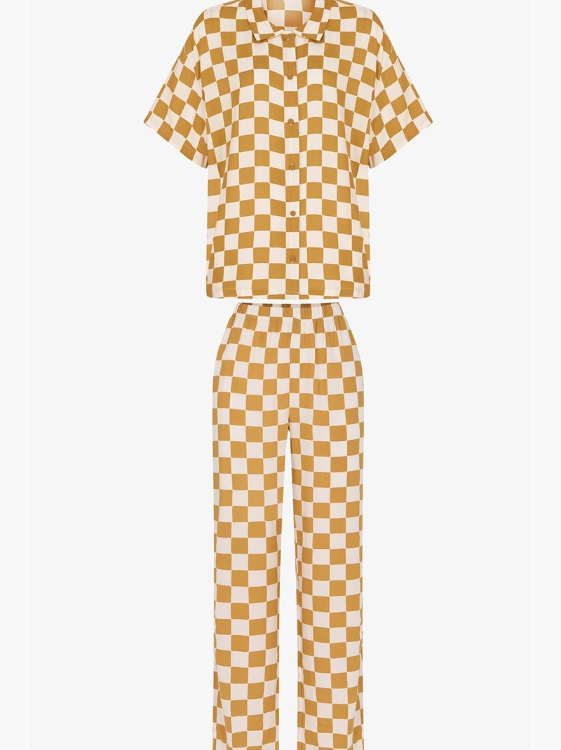 Ensemble de pyjama hannah à motif à carreaux, chemise à manches courtes et pantalon penti Ambre - Kiabi