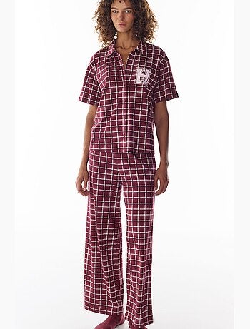 Ensemble de pyjama harvard à petits carreaux, chemise à manches courtes et pantalon penti