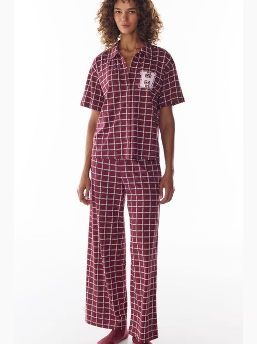 Ensemble de pyjama harvard à petits carreaux, chemise à manches courtes et pantalon penti - Kiabi