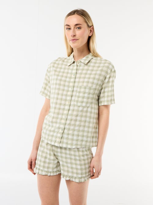 Ensemble de pyjama haut + short à carreaux - Kiabi