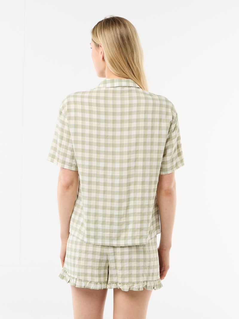 Ensemble de pyjama haut + short à carreaux Vert - Kiabi