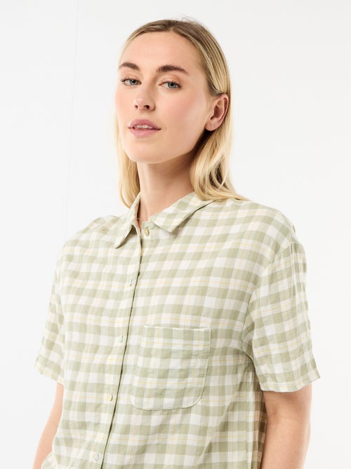 Ensemble de pyjama haut + short à carreaux - Kiabi