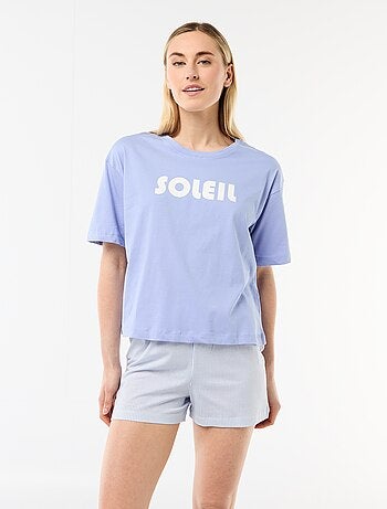 Ensemble de pyjama haut + short en jersey coton