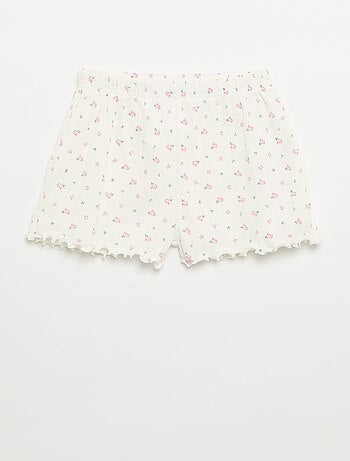 Ensemble de pyjama haut + short en maille côtelée coton
