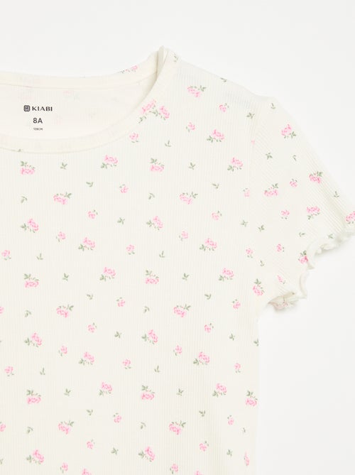 Ensemble de pyjama haut + short en maille côtelée coton - Kiabi