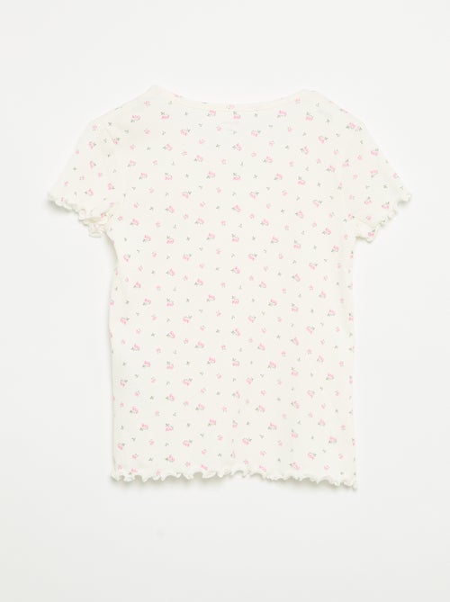 Ensemble de pyjama haut + short en maille côtelée coton - Kiabi