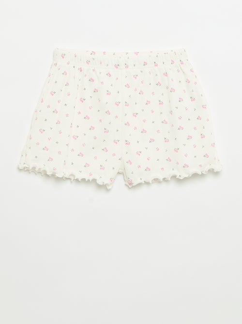 Ensemble de pyjama haut + short en maille côtelée coton - Kiabi