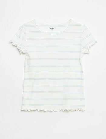 Ensemble de pyjama haut + short en maille côtelée coton