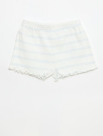 Ensemble de pyjama haut + short en maille côtelée coton
