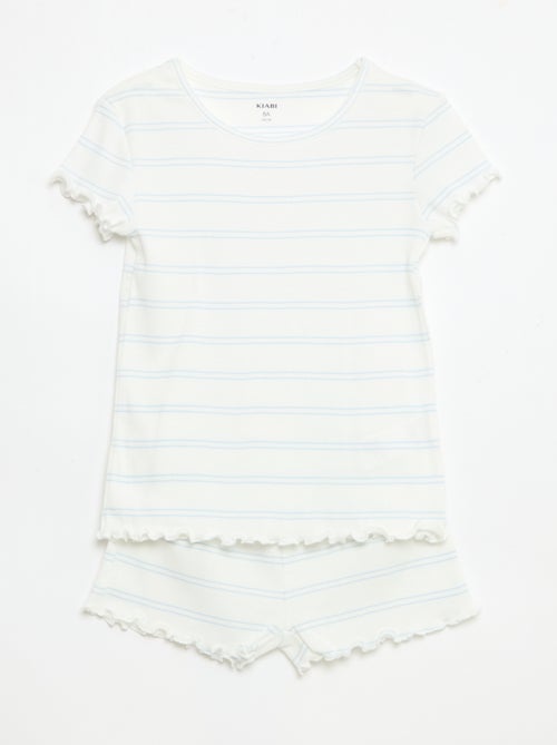 Ensemble de pyjama haut + short en maille côtelée coton - Kiabi
