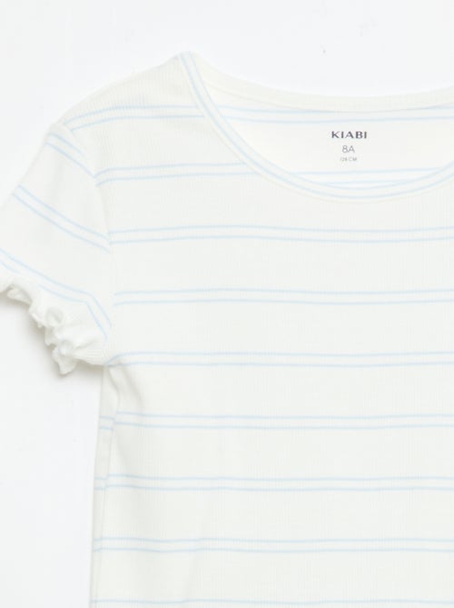 Ensemble de pyjama haut + short en maille côtelée coton - Kiabi