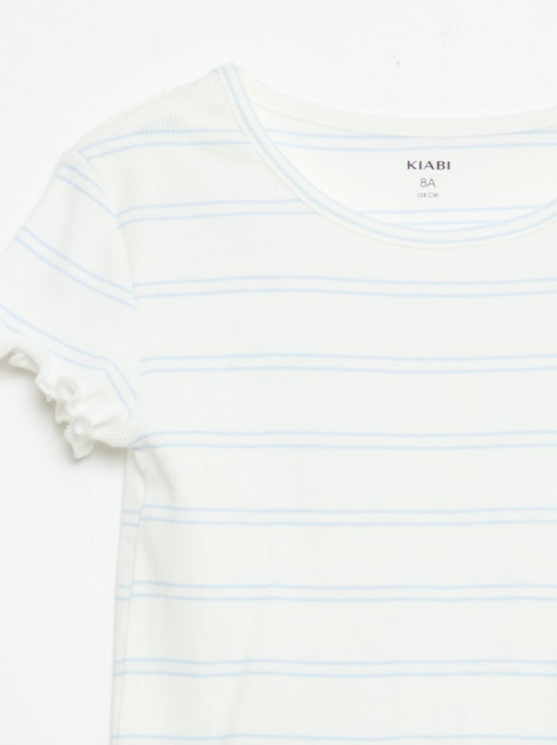 Ensemble de pyjama haut + short en maille côtelée coton Blanc - Kiabi