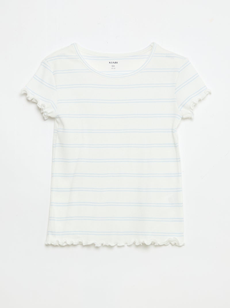 Ensemble de pyjama haut + short en maille côtelée coton Blanc - Kiabi