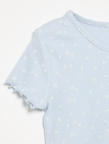 Ensemble de pyjama haut + short en maille côtelée coton