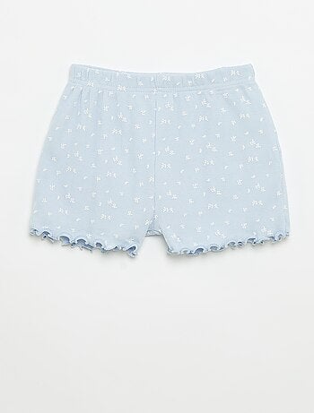 Ensemble de pyjama haut + short en maille côtelée coton